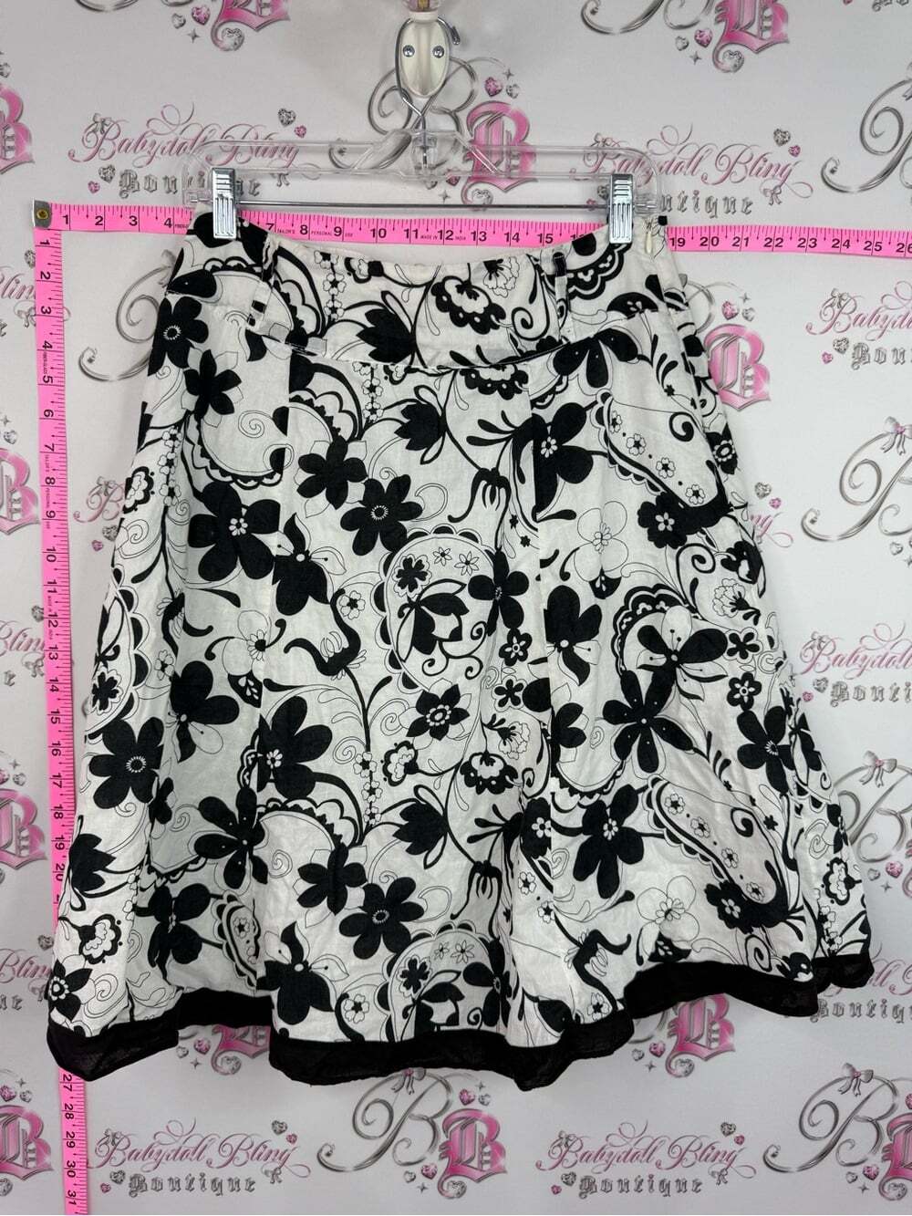 BEECHERS BROOK skirt Floral Black & White A-Line Skirt -